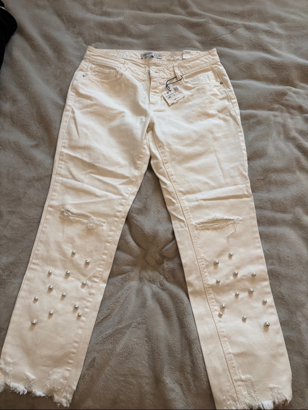 Zara White High-Rise Straight Denim Jeans